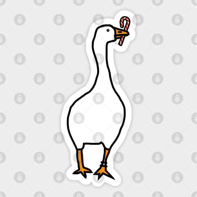 White Goose Steals Christmas Candy Cane Sticker by ellenhenryart
